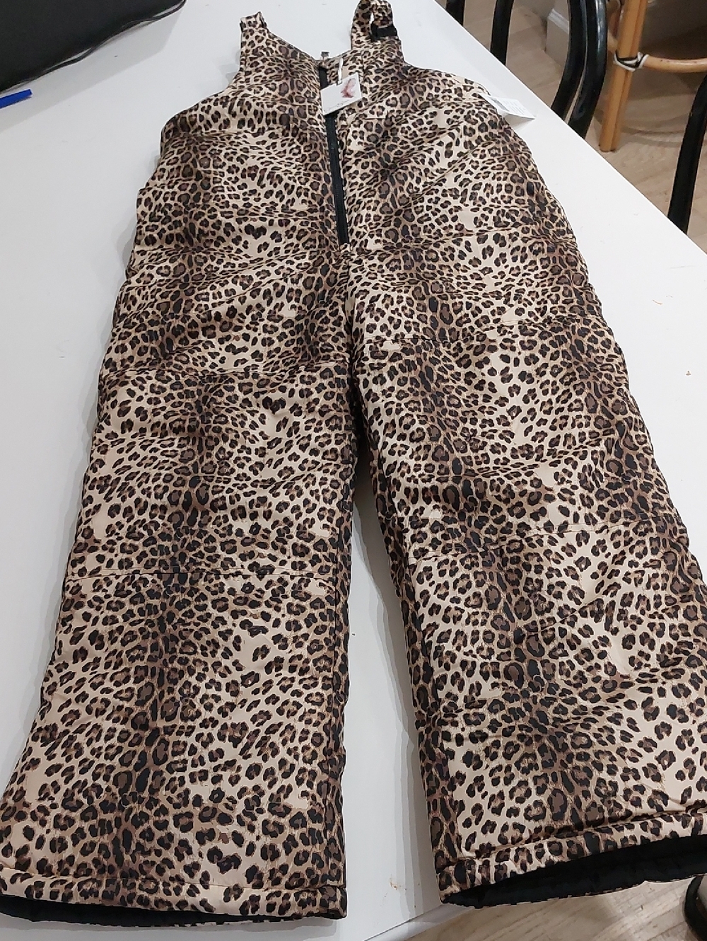 Jessica Simpson Leopard Print Puffer Bib with Black Lining